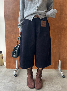 ［T台］T-PLATFORM广州十三行冬季灯芯绒裤休闲七分裤配腰包83175