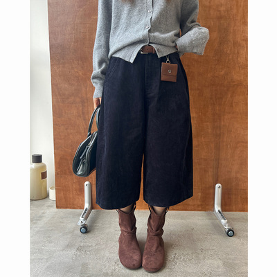 ［T台］T-PLATFORM广州十三行冬季灯芯绒裤休闲七分裤配腰包83175