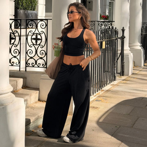 代购GYMSHARK女Lightweight Wide Leg Pants低腰休闲运动直筒裤