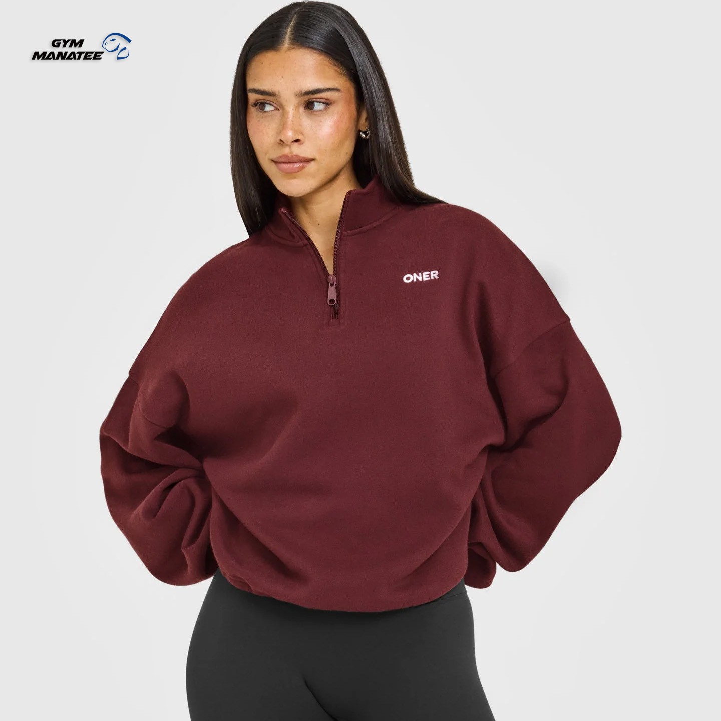 代购ONER ACTIVE女Mid Weight 1/4半拉链Zip休闲宽松长袖卫衣