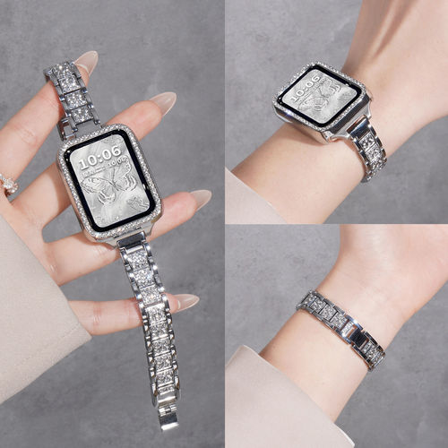 适用小米10pro红米手表6满钻金属腕带9pro/8pro三株表链watch5/4