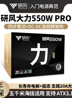 研风大力550PRO准铜牌额定550瓦DC-DC650W台式机电脑ATX3.1电源