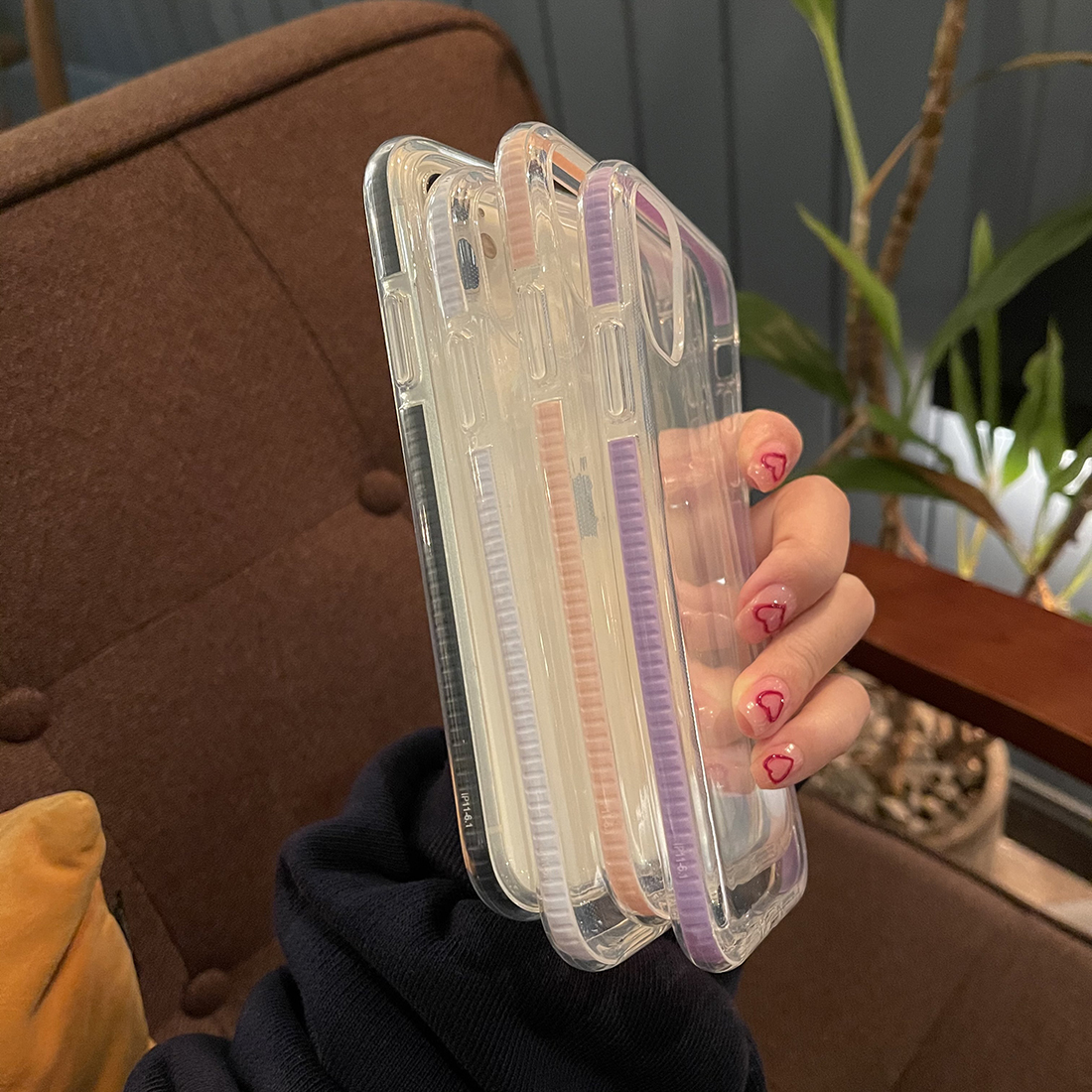 ins简约撞色透明硅胶苹果