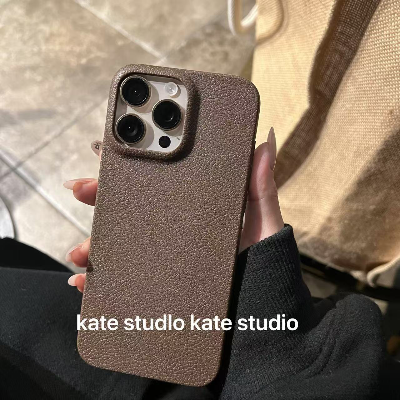 小红书 kate（手机壳版）荔枝纹硅胶手机壳适用iPhone16promax秋冬棕色ins风软壳16pro咖色