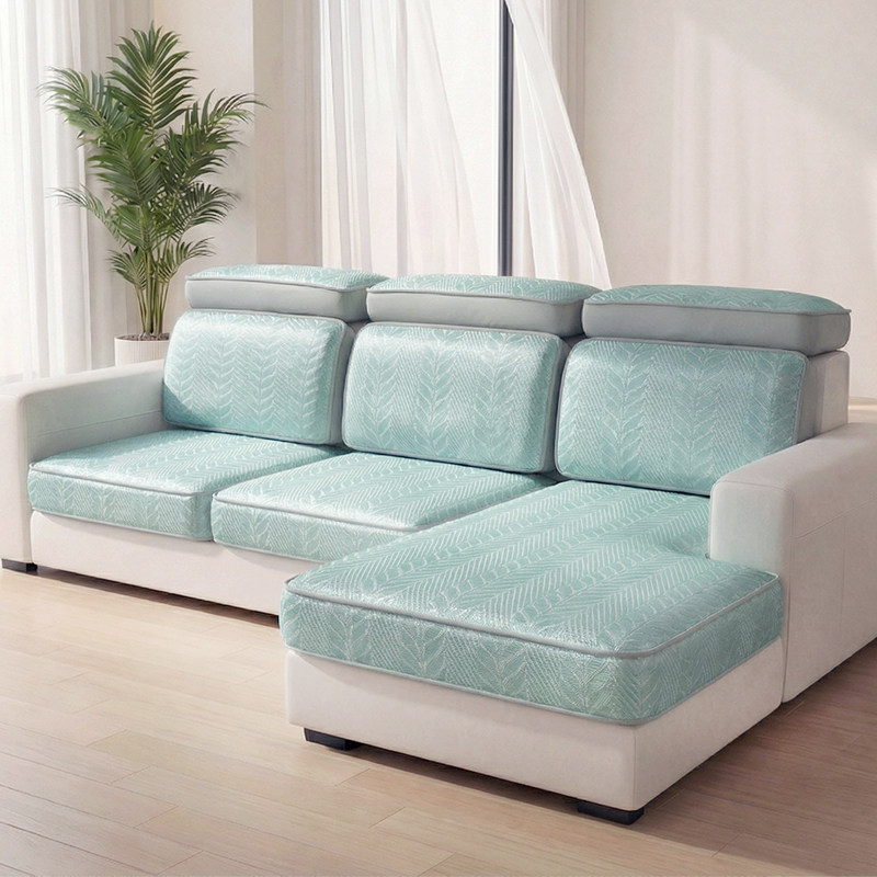 夏季冰丝凉感沙发套定制尺寸全包透气不闷汗沙发保护可机洗沙发罩