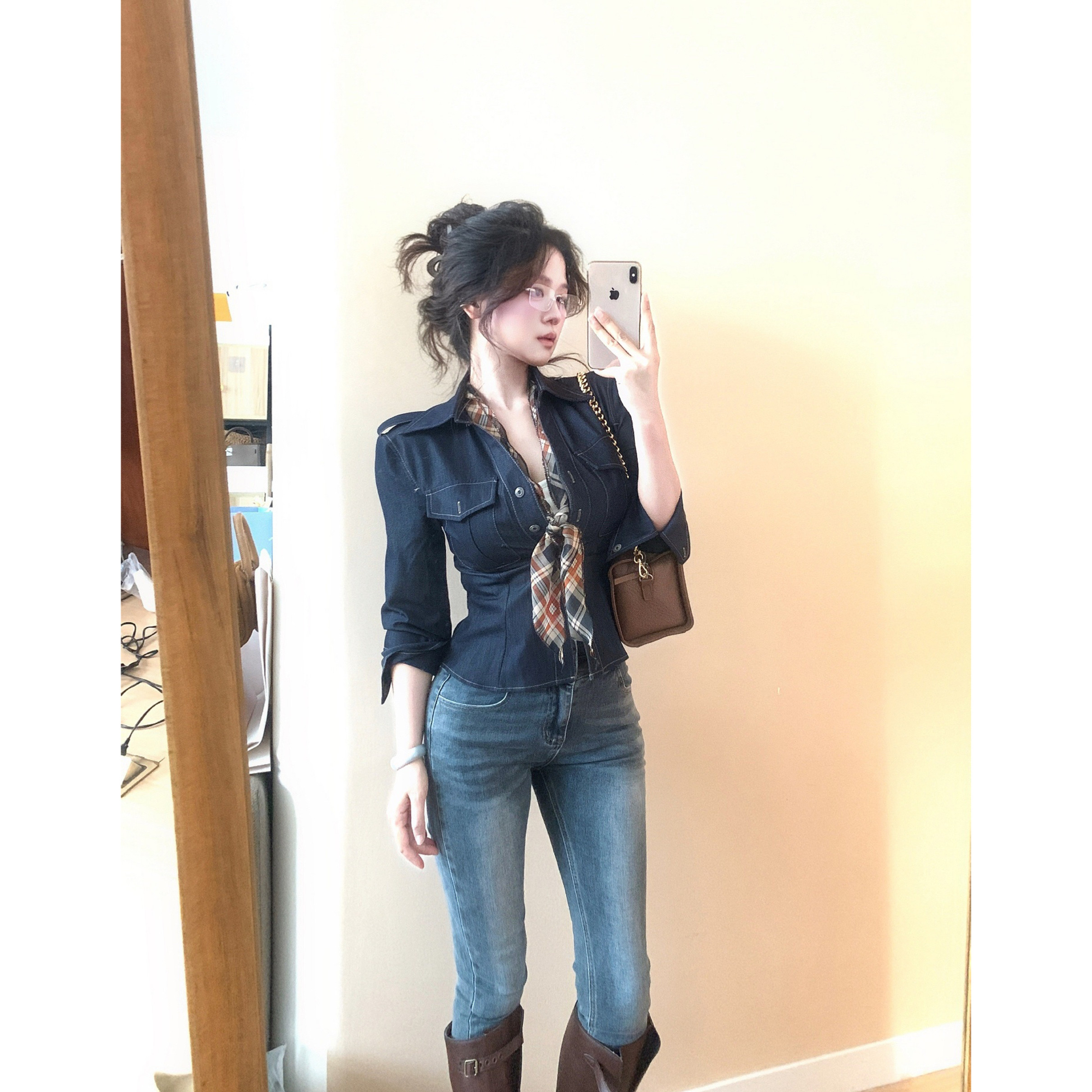 WananLili晚安里里/早秋新品韩系复古修身性感牛仔衬衫,女装/女士精品,衬衫,淘宝优惠券,粉丝福利购,淘宝优惠卷