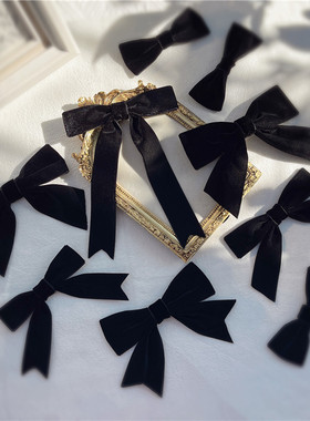 黑色双面丝绒韩国东大门领结女小香风胸针领花法式蝴蝶结领口装饰