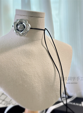 朋克高级感辣妹金属山茶花choker
