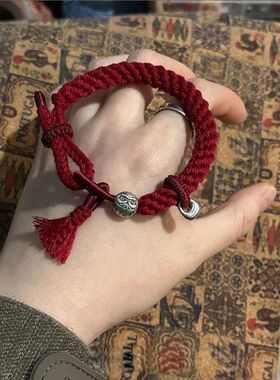 本命年复古民族风藏式转运珠红绳编织手链新款高级感手饰礼物新款