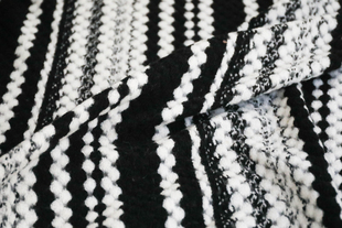 意大利进口温润黑白横条纹立体浮起波点绒毛针织羊毛设计师面料
