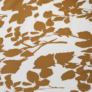 意大利进口薄款棕白叶影印花高支纯棉府绸面料设计师布料