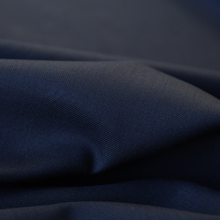 意大利进口薄款深蓝色细腻高支花呢微弹精纺羊毛面料设计师布料