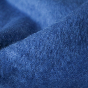 意大利进口温润蓝色水波纹编织马海毛阿尔巴卡羊驼绒羊毛布料面料