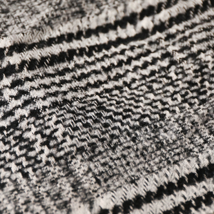 意大利进口黑白灰杂色威尔士格纹编织粗纺羊毛面料设计师大衣布料