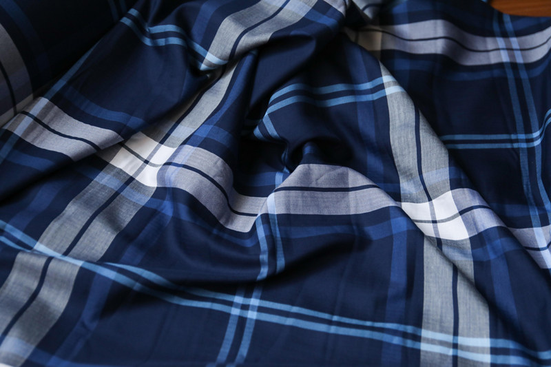 日本进口蓝白人字纹肌理编织格纹棉布府绸面料设计师衬衫布料图案