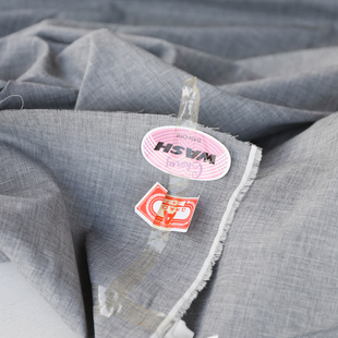 日本进口薄款浅灰黑白色织杂色细腻编织棉麻混纺面料设计师布料