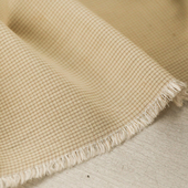 意大利进口薄款 浅米黄灰色细小格纹细腻编织亚麻棉布料设计师面料