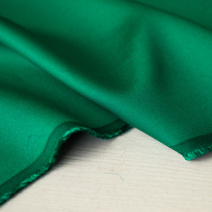 法国进口薄款青岚碧影丝缎光细腻斜纹真丝羊毛混纺面料设计师布料