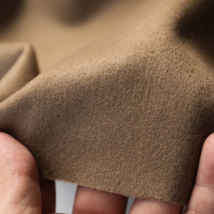 意大利进口驼灰色细腻麦尔登粗花呢羊毛呢面料设计师大衣呢布料