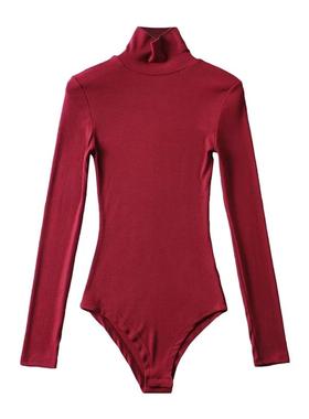 秋冬季高领连体打底衫女装新品上衣弹力螺纹塑身连身连裆长袖T恤