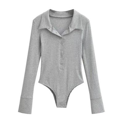 Polo领长袖纯棉T恤连体打底衫女