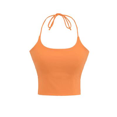 后背交叉系带挂脖带胸垫吊带背心