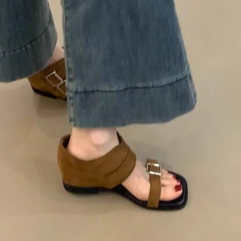 复古小众设计内增高罗马鞋女~