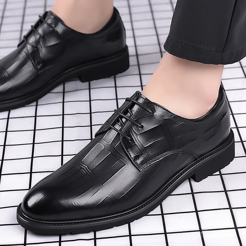 皮鞋男新款商务正装真皮休闲夏季透气男士英伦韩版尖头新郎结婚鞋