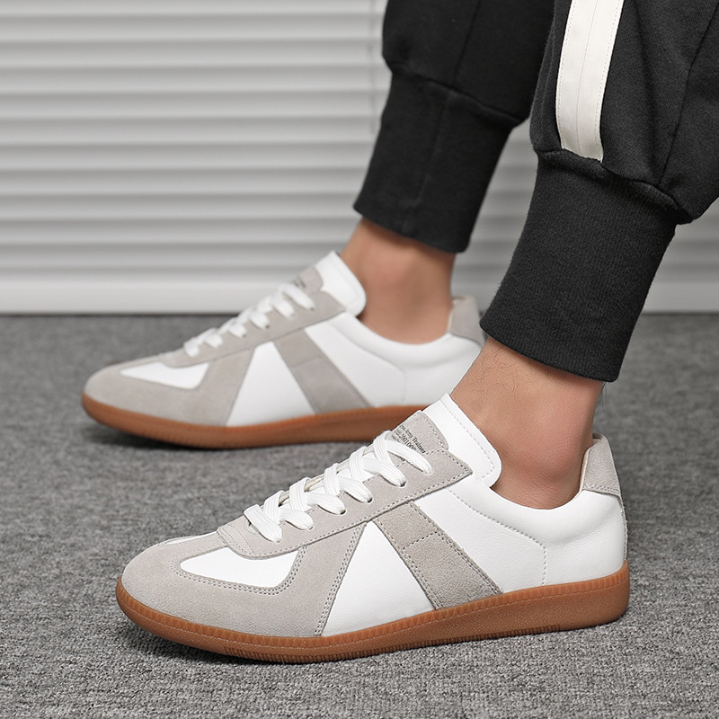 德训鞋2024夏季新款男鞋皮鞋复古小白鞋百搭休闲板鞋潮运动训练鞋