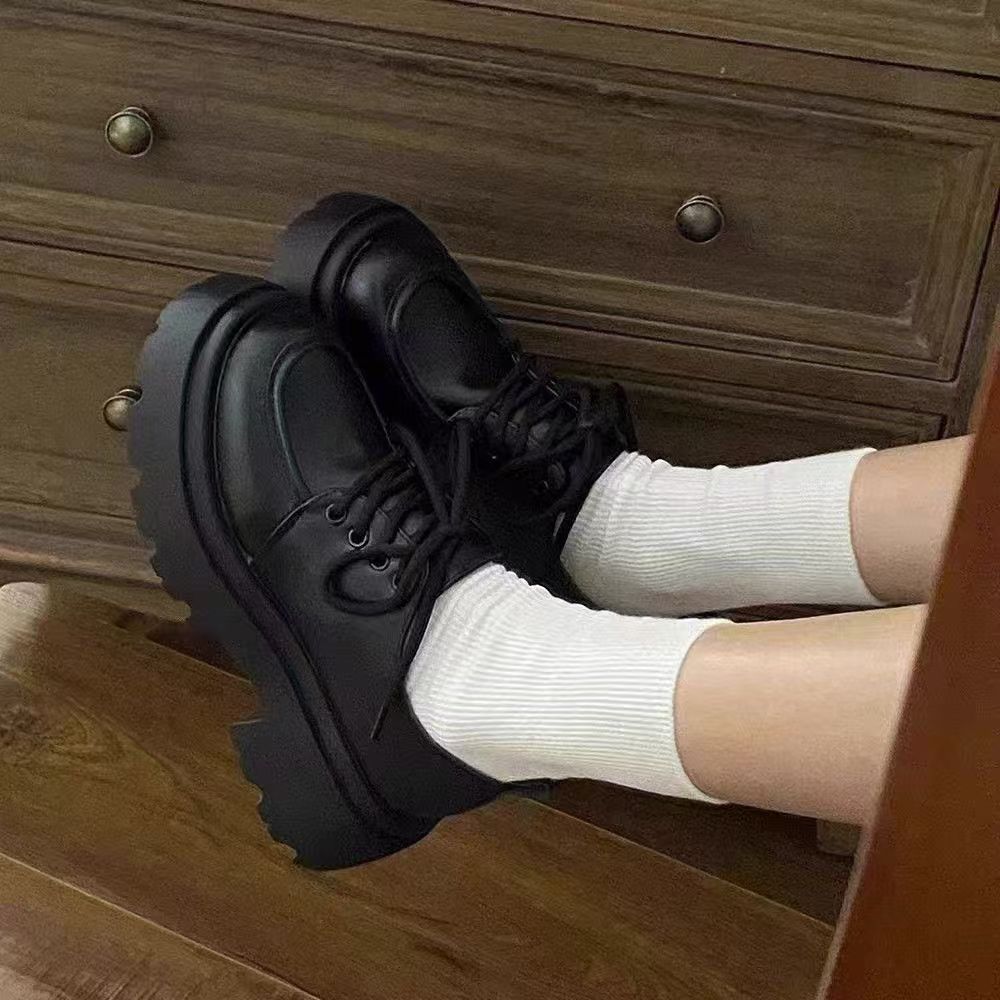 时尚休闲厚底小皮鞋女2025春夏季新款小众英伦风百搭松糕底单鞋女