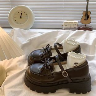 英伦风百搭玛丽珍单鞋女棕色复古厚底增高jk小皮鞋女2025春秋新款