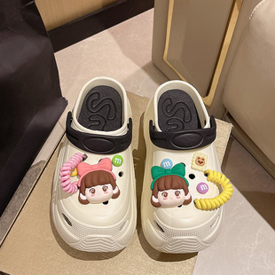 踩屎感多巴胺高跟10CM洞洞鞋女夏新款厚底外穿沙滩凉鞋防滑包头拖