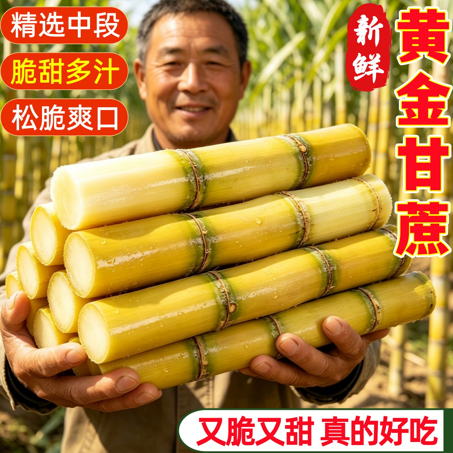 黄金甘蔗当季新鲜现砍脆甜多汁