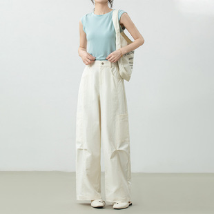 上海维上服饰美式复古大口袋工装裤女直筒酷飒风2026春新款阔腿裤
