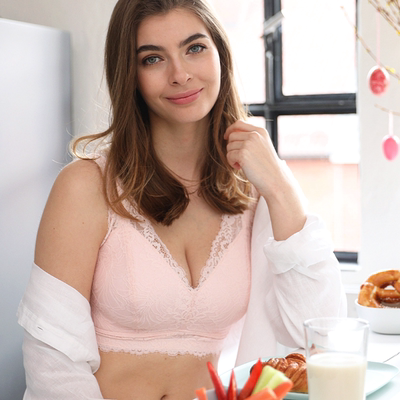 大码蕾丝无钢托全杯文胸大胸显小