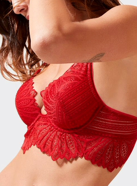 B25包邮法国红色性感蕾丝女内衣 黑色上托聚拢舒适薄款文胸70D75D