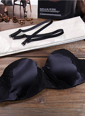 E7意大利Y*MA防滑无肩带礼服文胸 半杯薄款蕾丝无带内衣80B