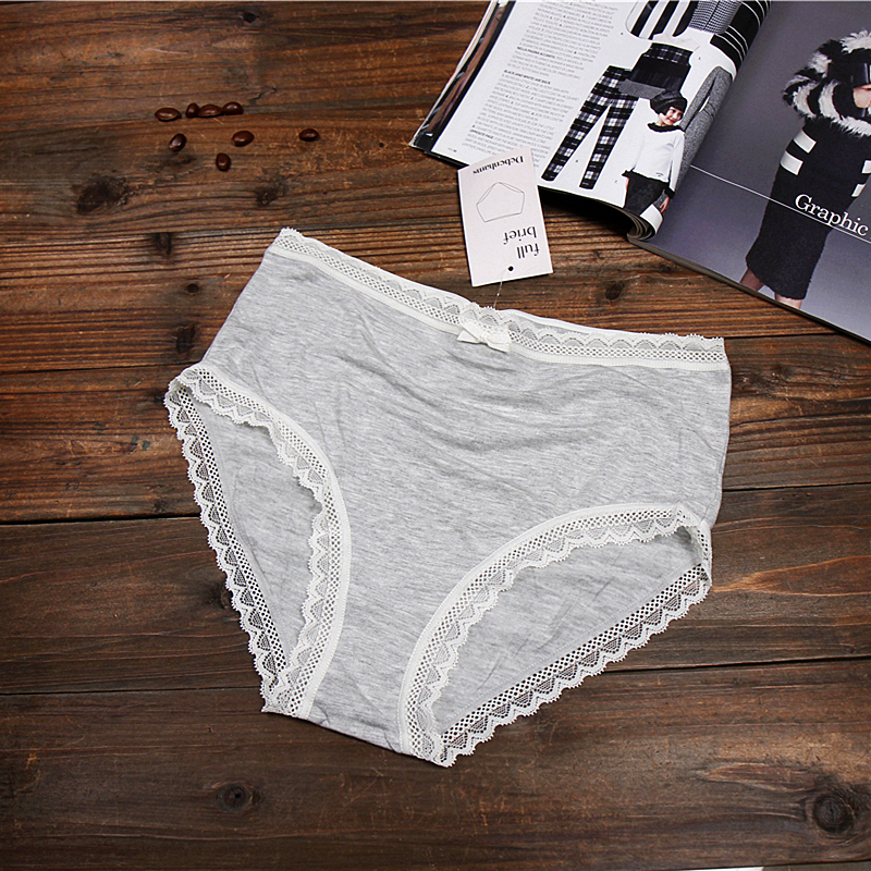 爽滑莫代尔女三角内裤蕾丝边透气