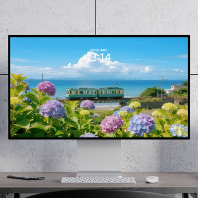 海边小火车 治愈可爱漫画夏天清凉 电脑mac手机ipad壁纸watch壁纸