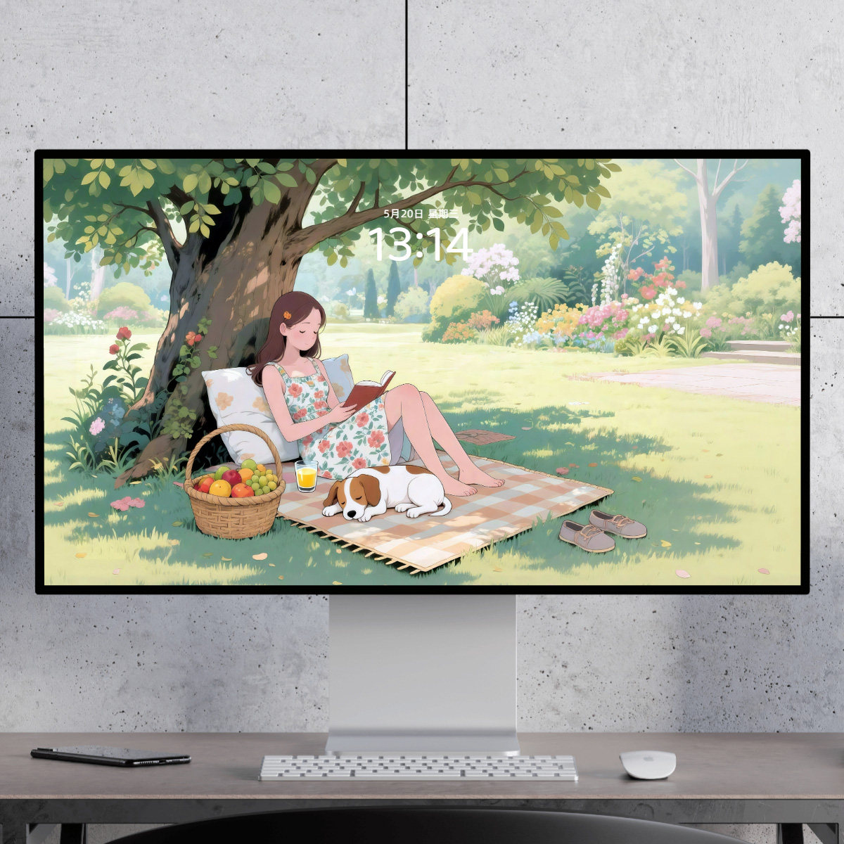 树下看书 清新治愈可爱少女漫画 电脑mac手机ipad壁纸watch壁纸,商务/设计服务,设计素材/源文件,淘宝优惠券,粉丝福利购,淘宝优惠卷