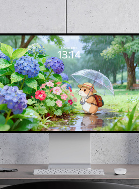 雨中小仓鼠可爱治愈清新清凉小动物电脑mac手机ipad壁纸watch壁纸