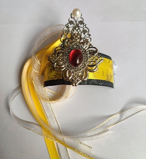 自制古装头饰明制男女小姐敦煌发冠顶夹影视头冠国风黄绿动漫