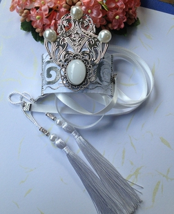 白衣汉服头饰武侠男女束发发冠发扣头冠动漫古风汉服酒白色穗子