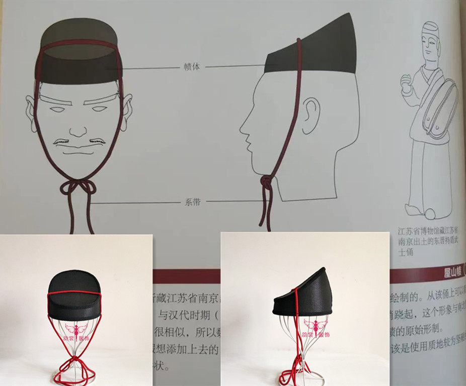 古代东魏晋南朝士人冠饰汉朝武士屋山帻冠帽汉代帽子隋朝平巾帻94