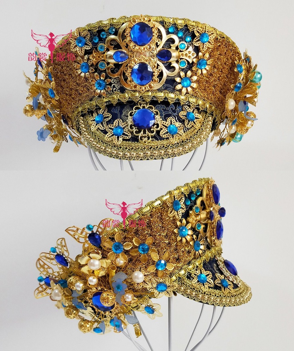 蓝色清宫满族旗头仿甄寰传古装头饰清朝皇后贵妃甄嬛帽头饰14款式