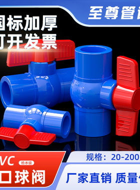 PVC蓝色球阀 阀门 开关 插口 给水管20 25 32 40 50 63 75 90 110