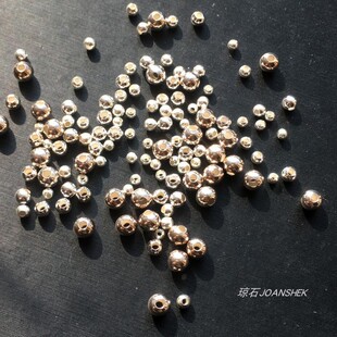 S925纯银珠光身素银圆珠子DIY散珠手链项链配件散珠弟子珠定位隔