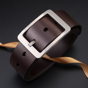 牛当家皮带男钛合金针扣皮带男士青年休闲腰带头层牛皮裤带真皮