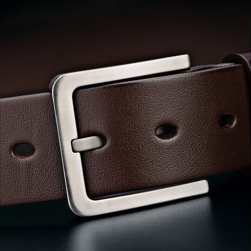 牛当家钛合金针扣皮带男真皮中年牛仔裤带头层牛皮腰带男休闲3138