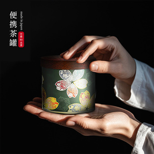 日本制进口茶叶罐绿茶鸟居制罐镀锡马口铁罐咖啡密封罐伴手礼空罐